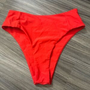 Vibrant Red High-Waisted Bikini Bottom